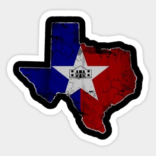 Vintage San Antonio Flag Texas Map Texan State Retro Sticker